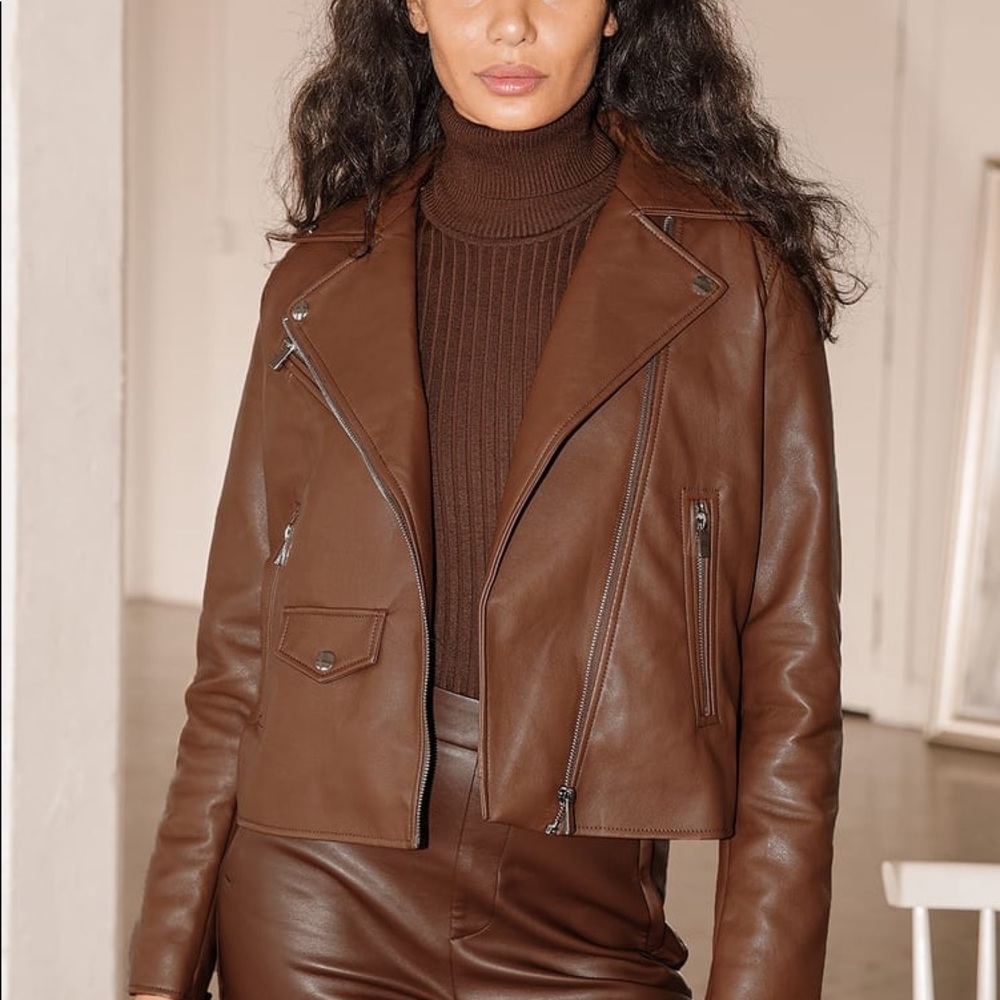 Lulus Brown Leather Jacket NWT